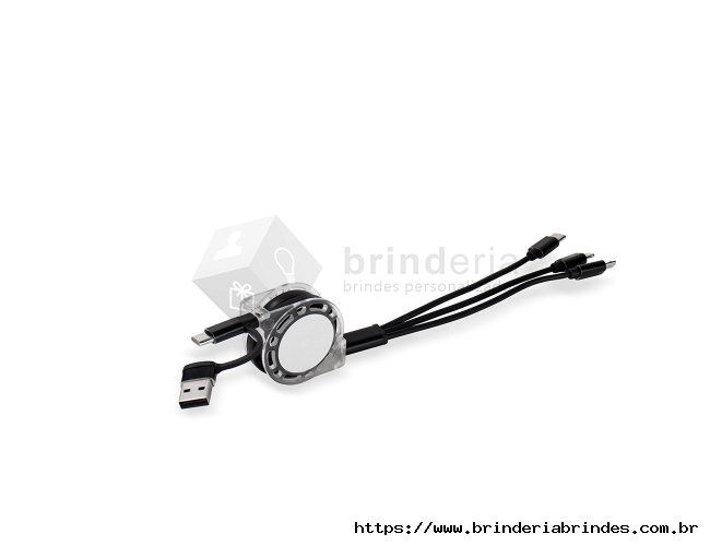 Cabo Retrátil 3 em 1 com Adaptador - TC11T