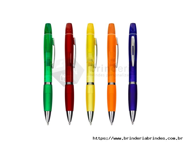 Caneta Pl�stica com Marca-Texto - CMT02