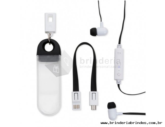 Fone de Ouvido Bluetooth com Estojo e Cabo - FN12