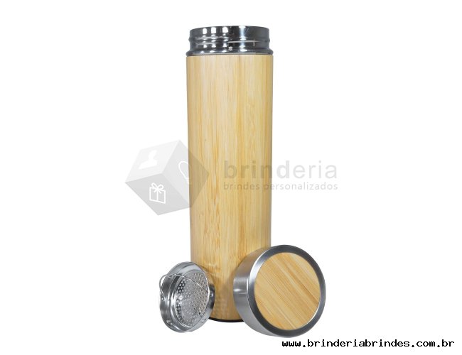 Garrafa Bambu Parede Dupla 500 ml com Infusor - GT12D