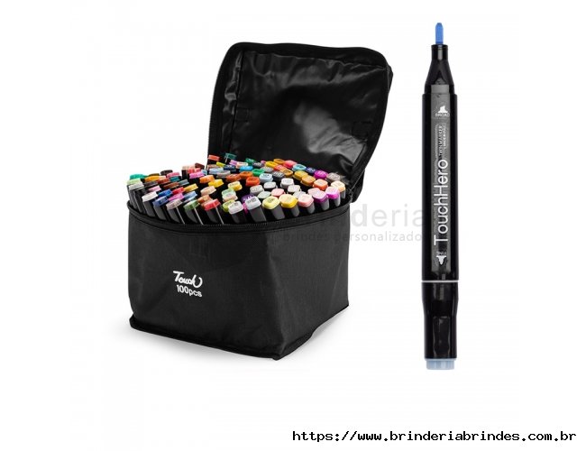 Kit Canetas Marcadoras Pontas Duplas com 100 Cores- CMT11C