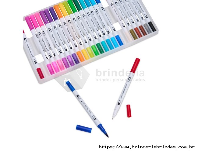 Kit Canetinhas Ponta Dupla Com 24 Cores - CMT09A