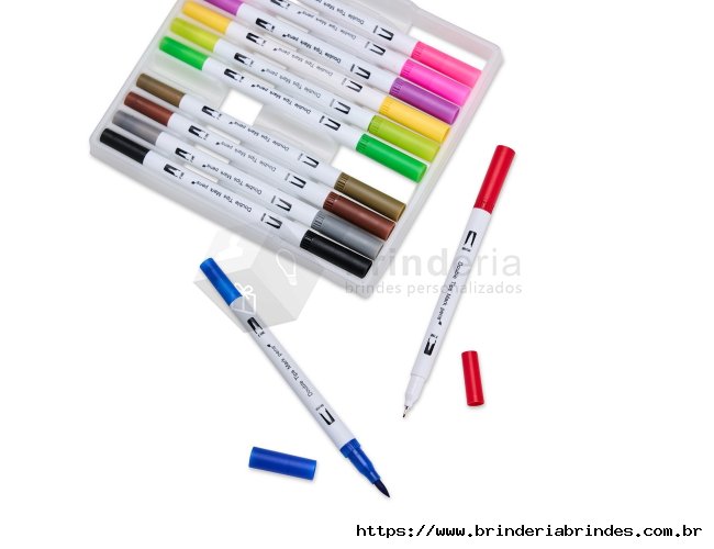 Kit Canetinhas Ponta Dupla Com 12 Cores - CMT09
